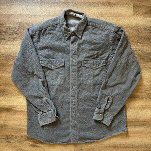 Casual Button Down Mens XL Gray Minimalist Rugged Flannel Shirt